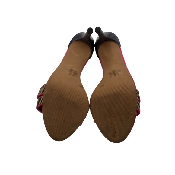 Jessica Simpson Jessies Blue Pink Striped Heeled Sandals Size 10 Women’s - Picture 9 of 9